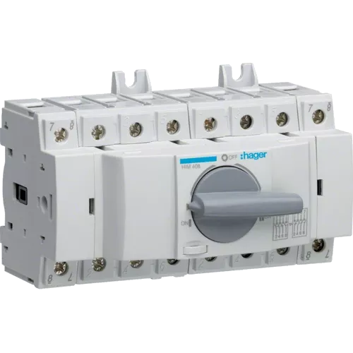 Hager HIM408 Перемикач модульний трьохпозиційний I-0-II до 35мм2, 4п 80А