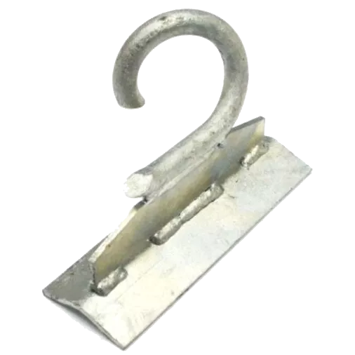 Гак (крюк) для опор без отворів, для кріплення двома бандажними стрічками гаряче цинкування