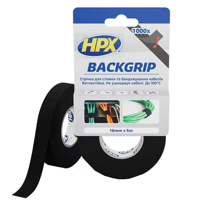 HPX BACKGRIP BG1605 16х1,25мм 5м Стрічка-липучка для бандажу кабелів