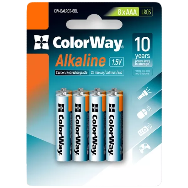 СolorWay Alkaline Power щелочные AAA (8шт) blister Батарейки