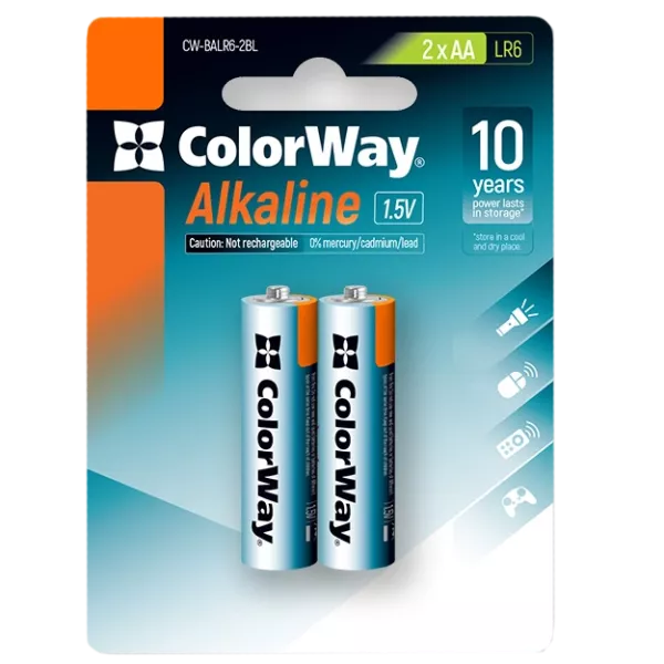 СolorWay Alkaline Power лужні AA (2шт) blister Батарейки