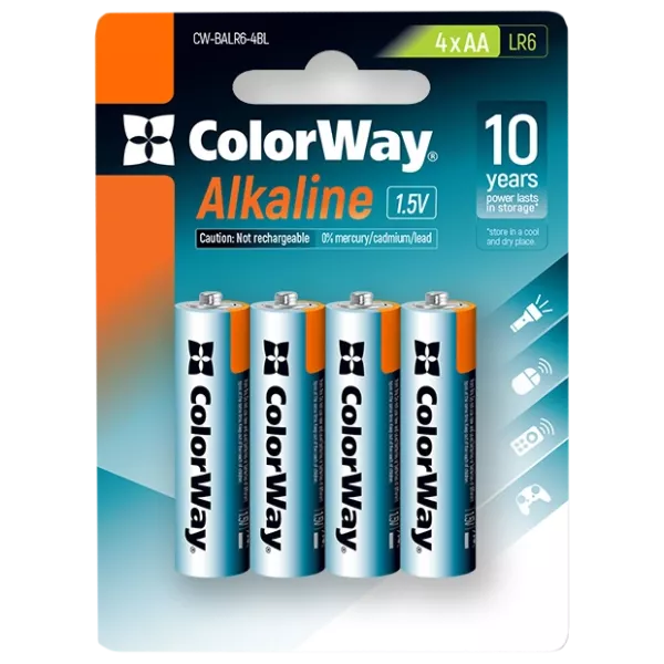 СolorWay Alkaline Power лужні AA (4 шт) blister Батарейки