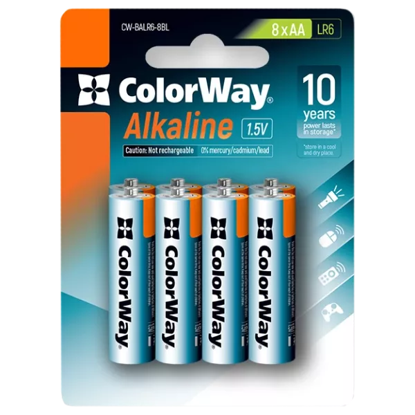 СolorWay Alkaline Power лужні AA (8 шт) blister Батарейки