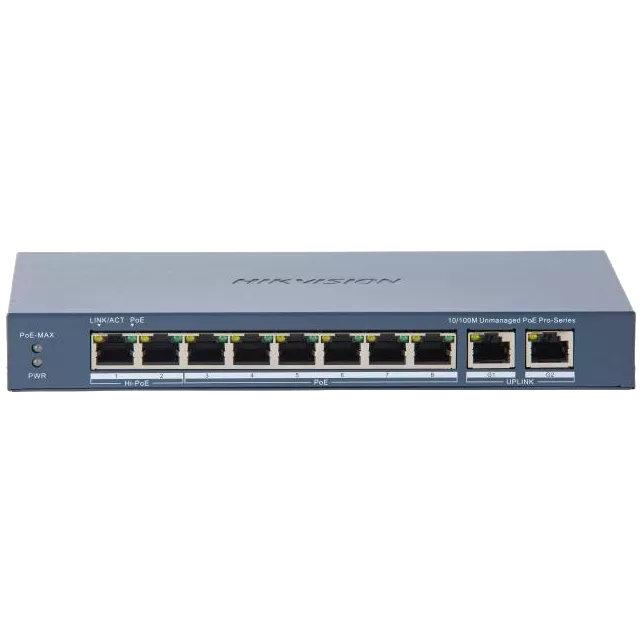 Hikvision DS-3E0310HP-E(C) POE Комутатор 8 портів некерований