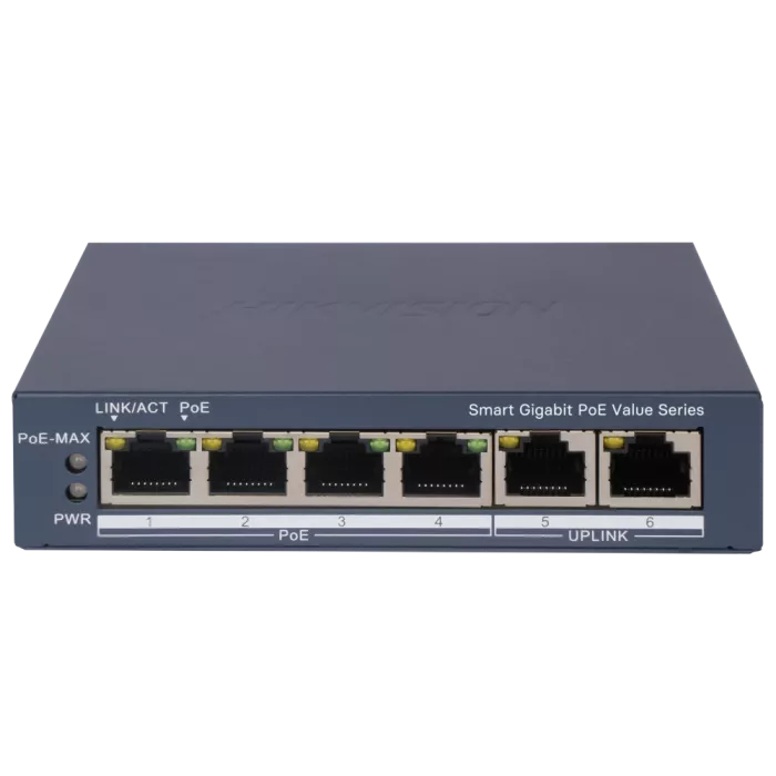 Hikvision DS-3E1506P-EI/M PoE Коммутатор 6 портов управляемый