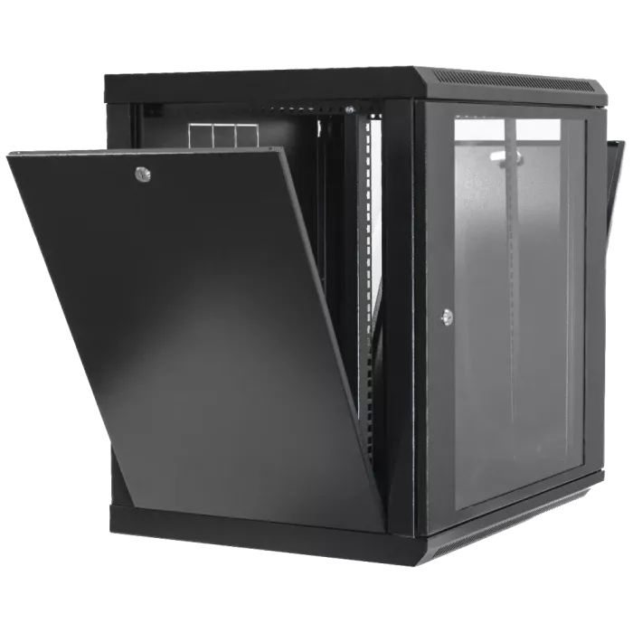 19"12U, 600х600х640мм акрилове скло, чорна Шафа