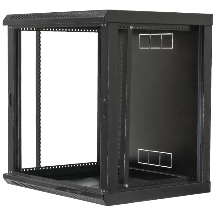 19"12U, 600х600х640мм акрилове скло, чорна Шафа
