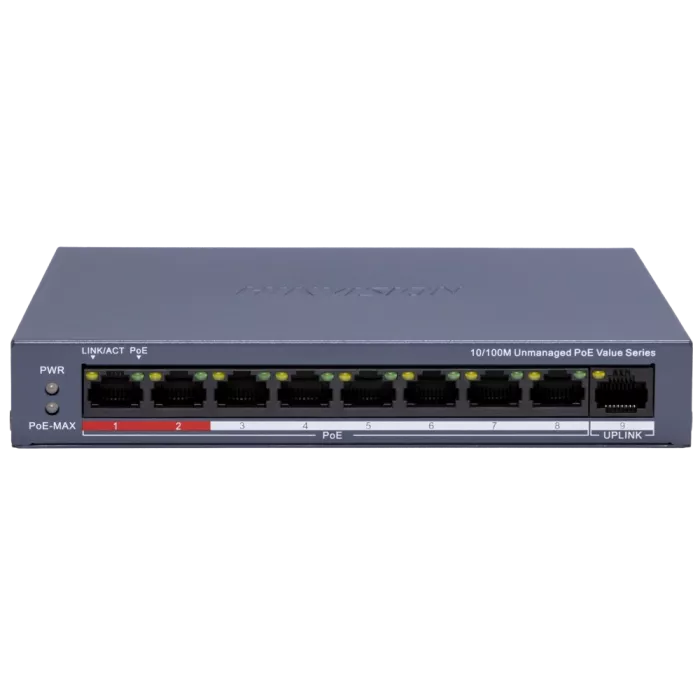 Hikvision DS-3E0109P-E/M(C) POE Комутатор 8 портів некерований