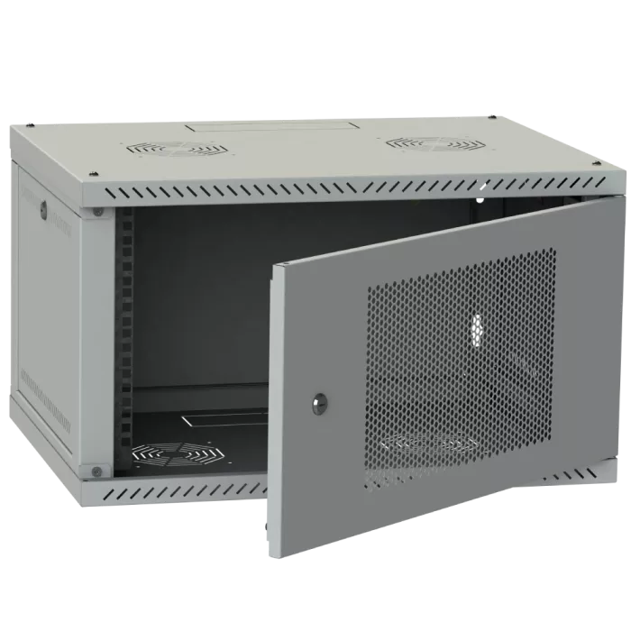 IPCOM 4U 600x350 двері перфорація (сіра) Шафа телекомунікаційна