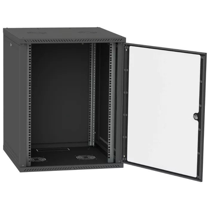 IPCOM СН-18U 600х600 Шафа телекомунікаційна двері скло (чорна)