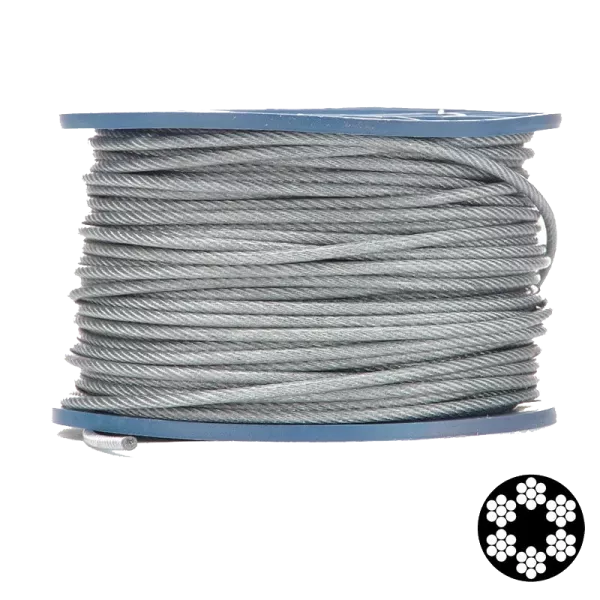 APRO 4 мм (3+1) DIN 3055 (6х7 + FC) 200 м Трос в ПВХ оболочке