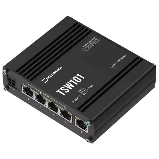 Teltonika TSW101 POE+ для використання в транспорті Комутатор 5 портів некерований