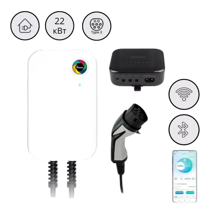 WB20-22KW-APP-DLB 32A 22 кВт Type 2 + APP + DLB Настіний зарядний пристрій