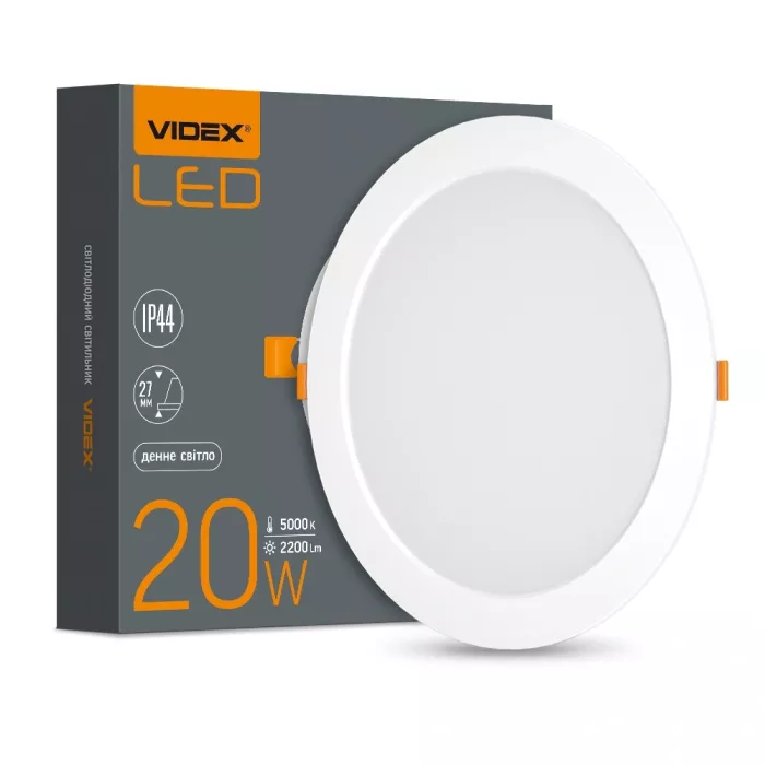 VIDEX 20W 5000K 220V LED світильник Back круглий