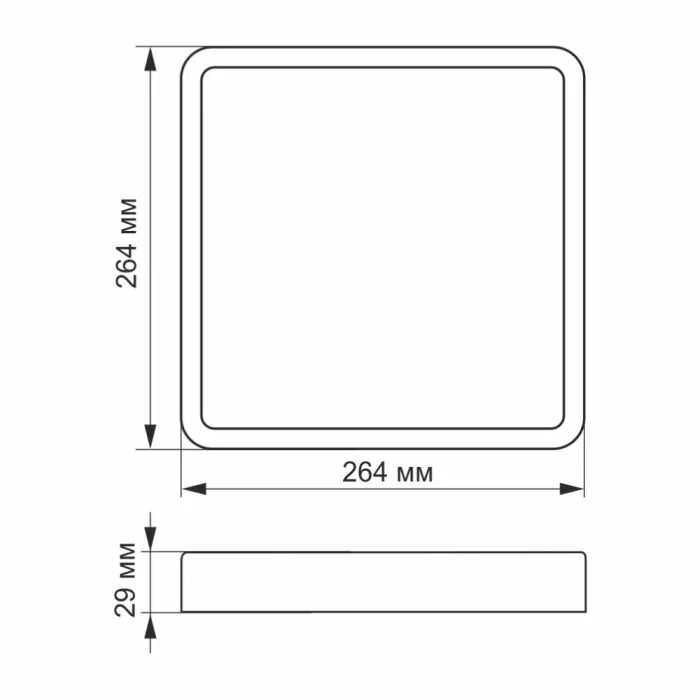 VIDEX 24W 5000K 220V LED світильник накладний квадрат Black