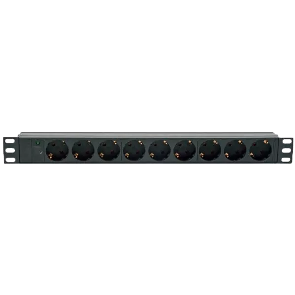 Kingda блок 19" на 9 роз. нім. станд., 10А, з індикат., без шнура, чорний, 1U