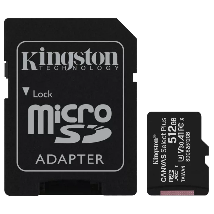 Kingston 512GB micSDXC Canvas Select Plus 100R A1 C10 Card + ADP Модуль флеш-пам'яті