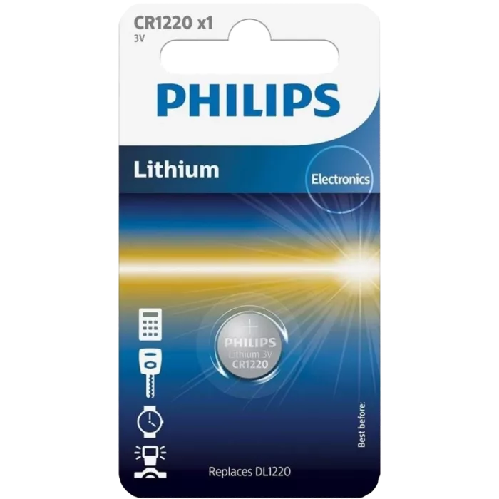 Philips CR1220 Батарейка литиевая блистер, 1 шт