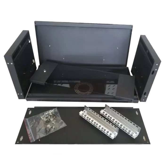Hypernet WMNC-35-6U-FLAT-BLACK Шафа коммутаційна настінна 6U 600x350 розбірна чорна