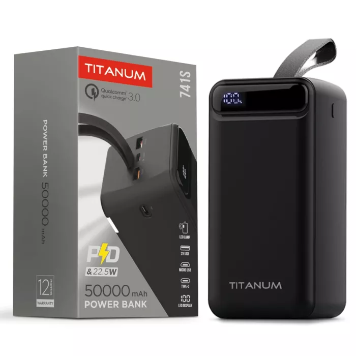 TITANUM 741S 22.5W Black 50000mAh Повербанк