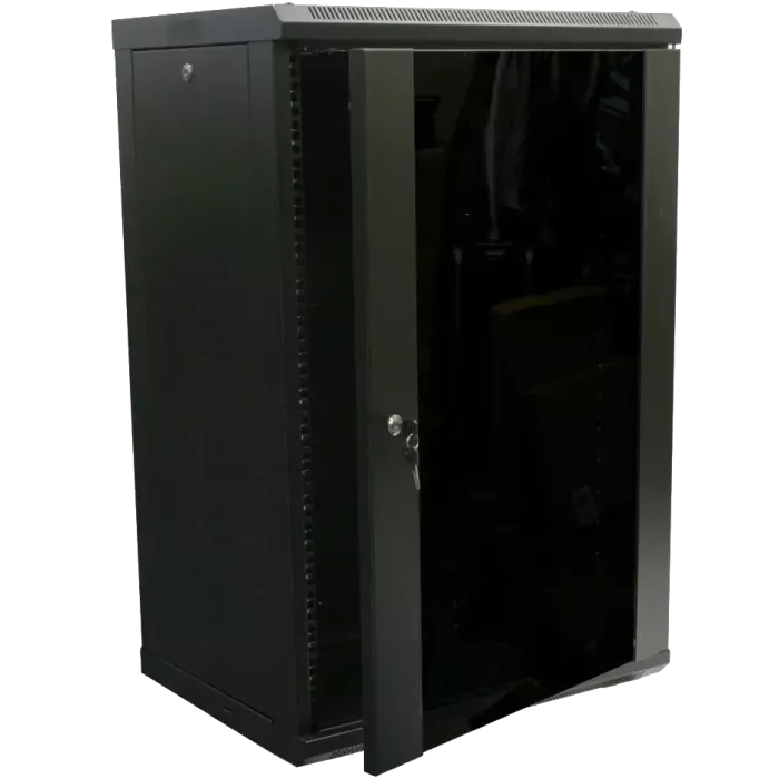 Hypernet WMNC-15U-FLAT- BLACK15U 600x450 Шафа коммутаційна настінна розбірна