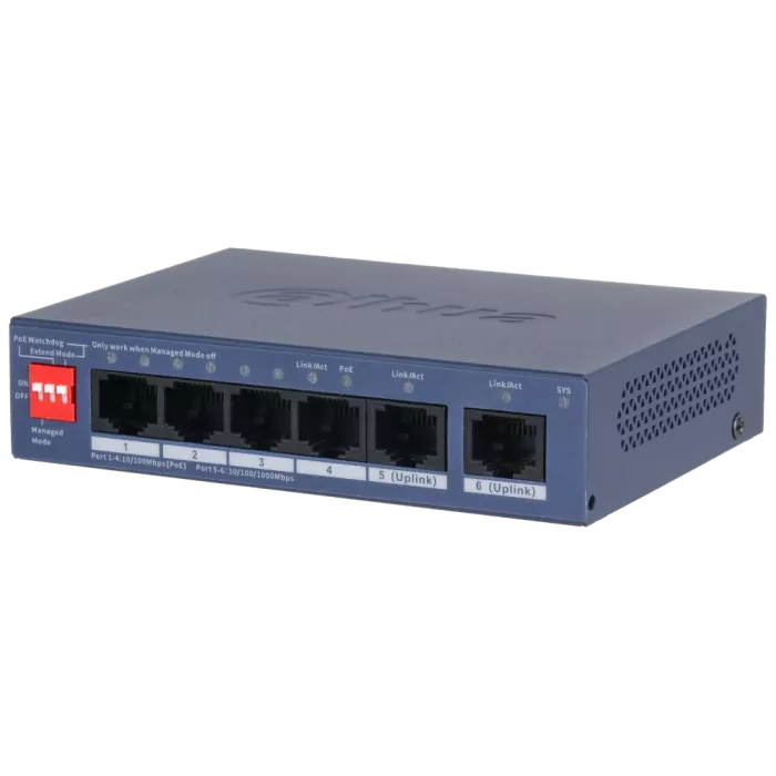Dahua DH-CS4006-4ET2GT-36 PoE Комутатор 4 порти керований