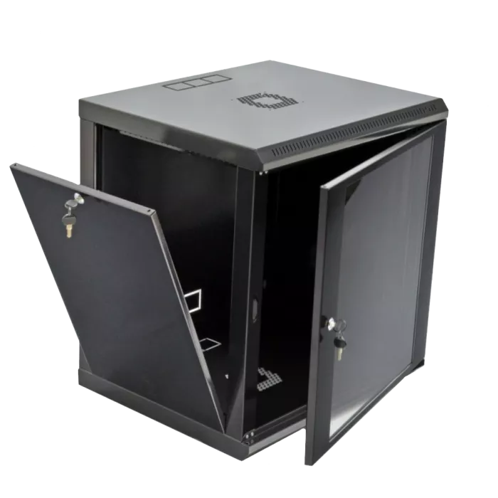 19"12U Шафа, 600x500x640мм (Ш*Г*В), економ,акрилове скло, чорна