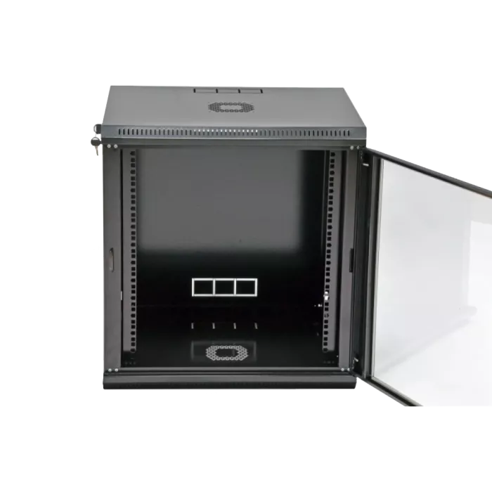 19"12U Шафа, 600x500x640мм (Ш*Г*В), економ,акрилове скло, чорна
