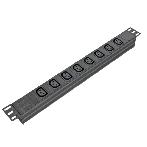 Kingda KD-IEC1008WKPB19A-C14 Блок 19" на 8 роз. С13, 10А, з індикат., без шнура, чорний, 1U, Kingda