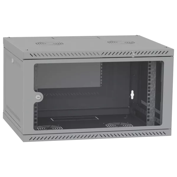 IPCOM 6U 600x600 Шафа телекомунікаційна двері скло (сіра)