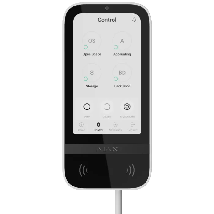 Ajax KeyPad TouchScreen Fibra white проводная сенсорная Клавіатура