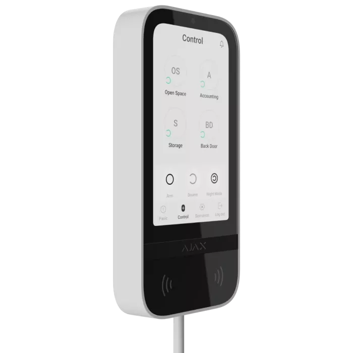 Ajax KeyPad TouchScreen Fibra white проводная сенсорная Клавіатура