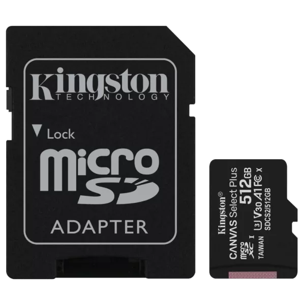 Kingston 512GB micSDXC Canvas Select Plus 100R A1 C10 Card + ADP Модуль флеш-пам'яті