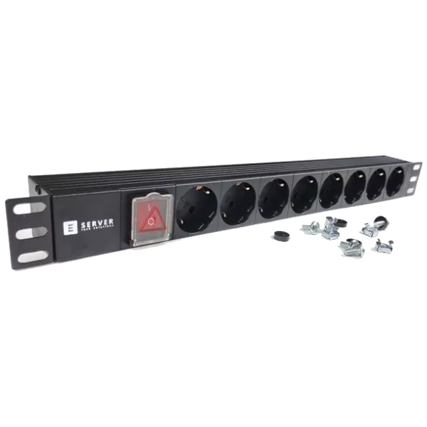 EServer 220В 19" 1U Подовжувач на 8 розеток