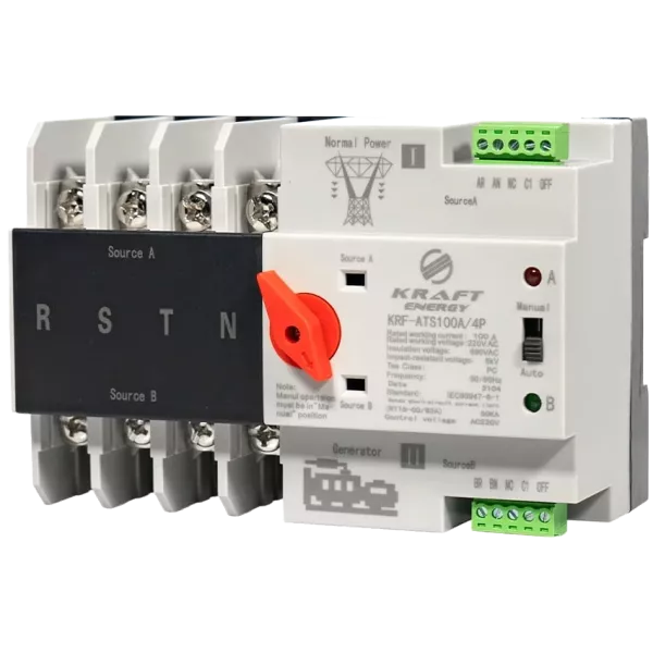 Kraft KRF-ATS100A/4p Автоматичний перемикач (АВР) під DIN-рейку 4 полюси