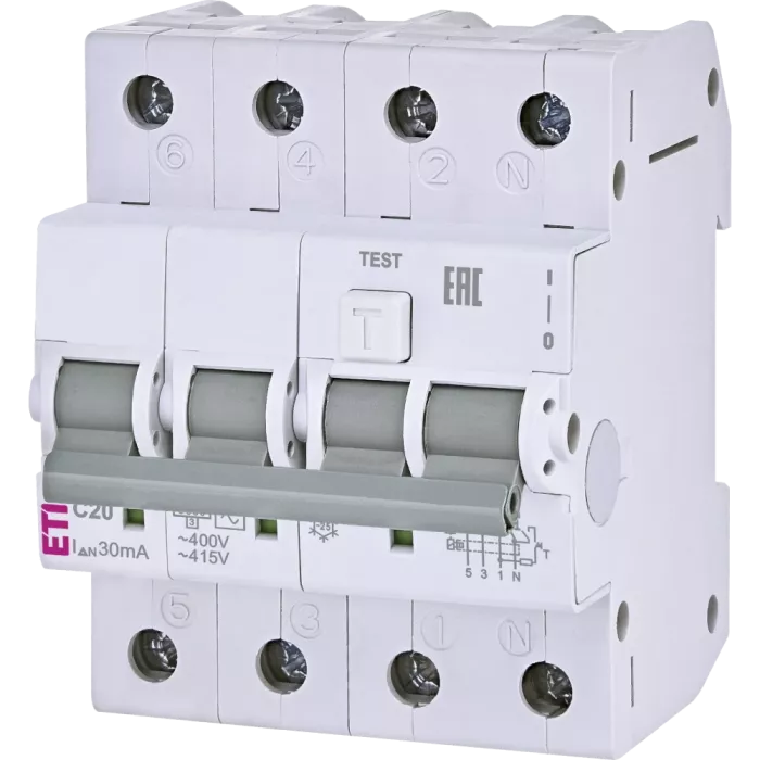 ЕТІ KZS-4M 3p+N 20/0.03 6kA Дифавтомат