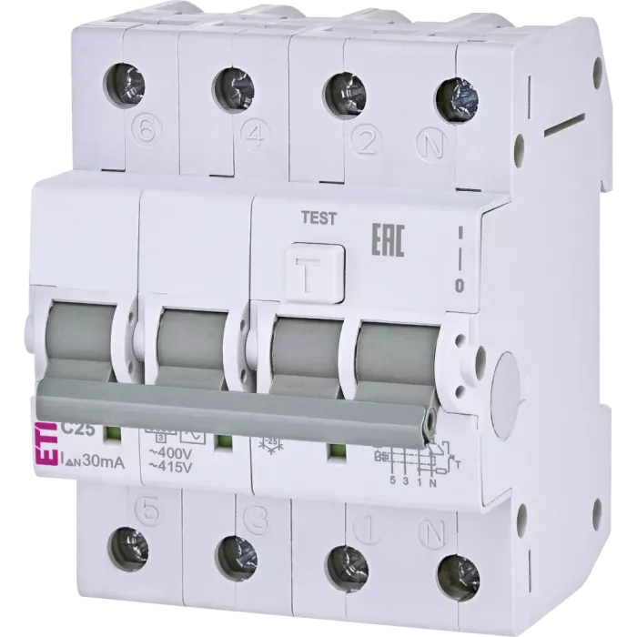 ЕТІ KZS-4M 3p+N 25/0.03 6kA Дифавтомат