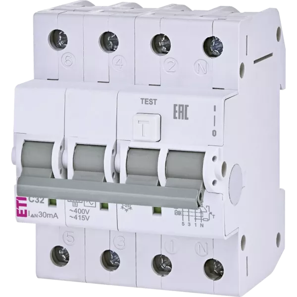 ЕТІ KZS-4M 3p+N 32/0.03 6kA Дифавтомат