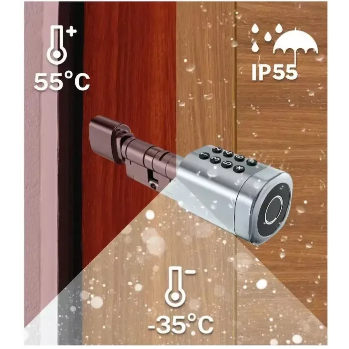 SEVEN LOCK SL-7774BF black (35-90мм) (цилиндр) Біометричний замок
