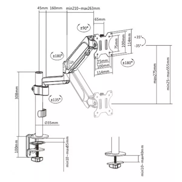 Gembird MA-DA1P-01 17-32" 9 кг Кронштейн для монитора