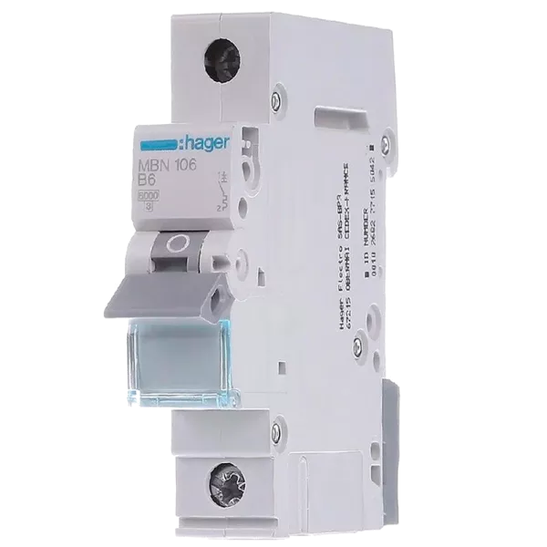 Hager MBN106 Автоматичний вимикач 1P 6kA B-6A 1M