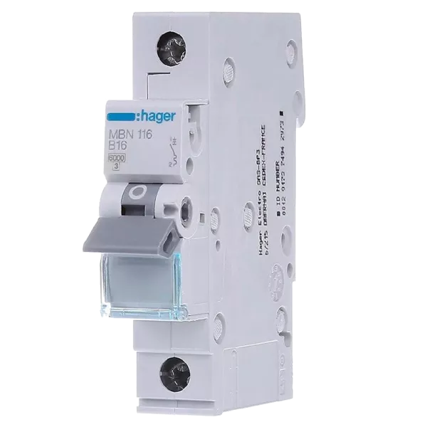 Hager MBN116 Автоматичний вимикач 1P 6kA B-16A 1M