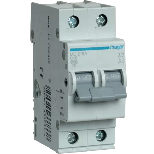 Hager MC216A Автоматичний вимикач 2P 6kA C-16A 2M