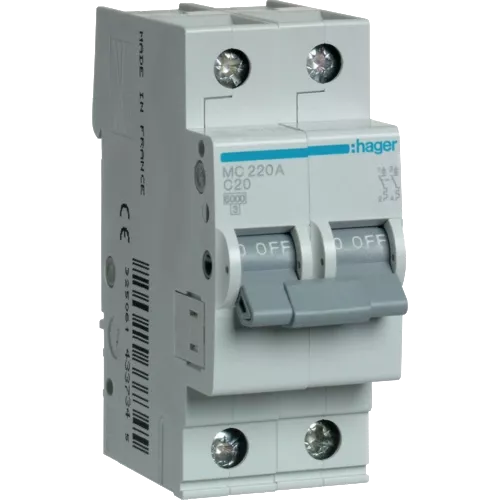 Hager MC220A 20А 2P С 6 кА Автоматичний вимикач