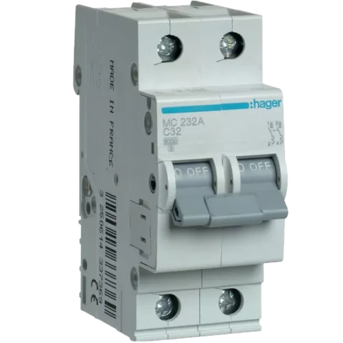 Hager MC232A Автоматичний вимикач 2п C 32A 6кА 2м