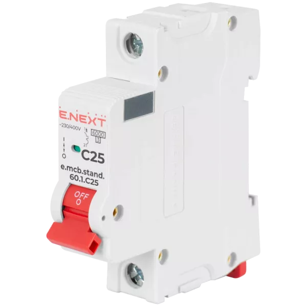 Enext e.mcb.stand.60.1.C25, 1р, 25А, C, 6кА Модульний автоматичний вимикач