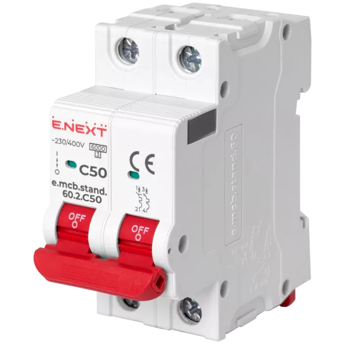 Enext e.mcb.stand.60.2.C50, 2р, 50А, C, 6кА Модульний автоматичний вимикач