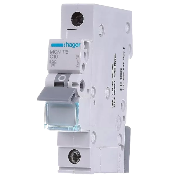 Hager MCN116 Автоматичний вимикач 1P 6kA C-16A 1M