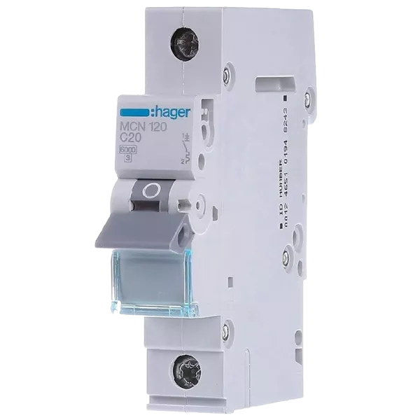 Hager MCN120 Автоматичний вимикач 1P 6kA C-20A 1M