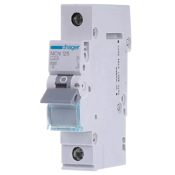 Hager MCN125 Автоматичний вимикач 1P 6kA C-25A 1M